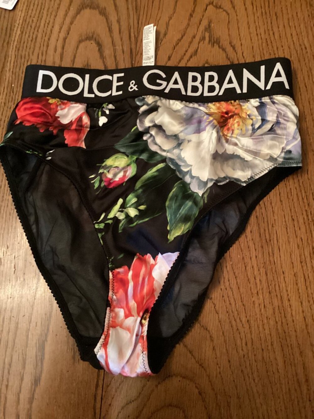 Dolce & Gabbana Satin Floral Brief Size 4 XL